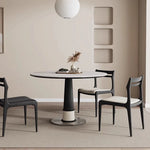 無垢材セラミック天板円形ダイニングテーブル フレンチヴィンテージ風 小さめサイズ リビングダイニング兼用 hjj-3676