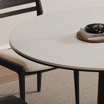 無垢材セラミック天板円形ダイニングテーブル フレンチヴィンテージ風 小さめサイズ リビングダイニング兼用 hjj-3676