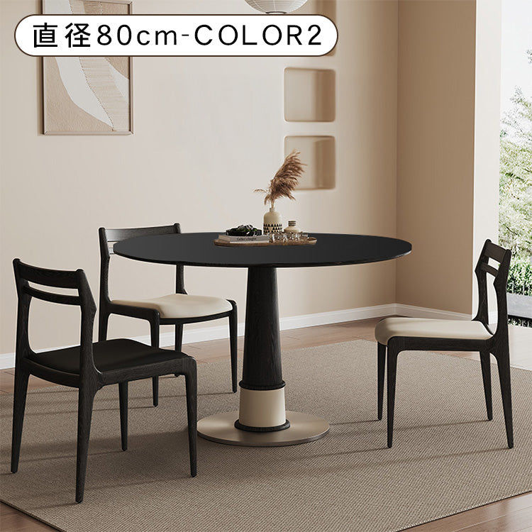 無垢材セラミック天板円形ダイニングテーブル フレンチヴィンテージ風 小さめサイズ リビングダイニング兼用 hjj-3676