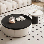 モダンデザイン パイン材 センターテーブル ラウンド型 収納付属 hjl-1876