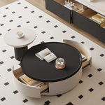 モダンデザイン パイン材 センターテーブル ラウンド型 収納付属 hjl-1876