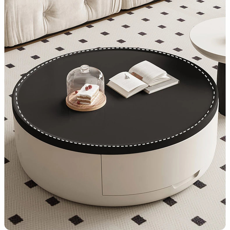 モダンデザイン パイン材 センターテーブル ラウンド型 収納付属 hjl-1876