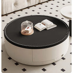 モダンデザイン パイン材 センターテーブル ラウンド型 収納付属 hjl-1876