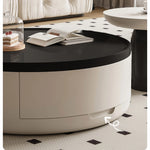 モダンデザイン パイン材 センターテーブル ラウンド型 収納付属 hjl-1876