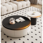 モダンデザイン パイン材 センターテーブル ラウンド型 収納付属 hjl-1876