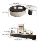 モダンデザイン パイン材 センターテーブル ラウンド型 収納付属 hjl-1876