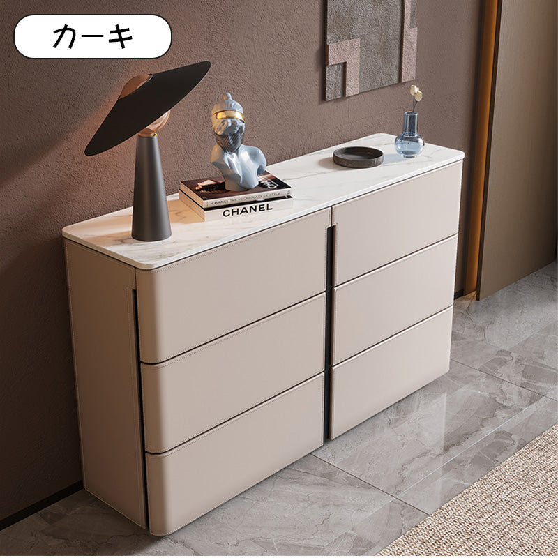 セラミック天板イタリアンモダンサイドボードサドルレザー調収納キャビネット hjl-2538