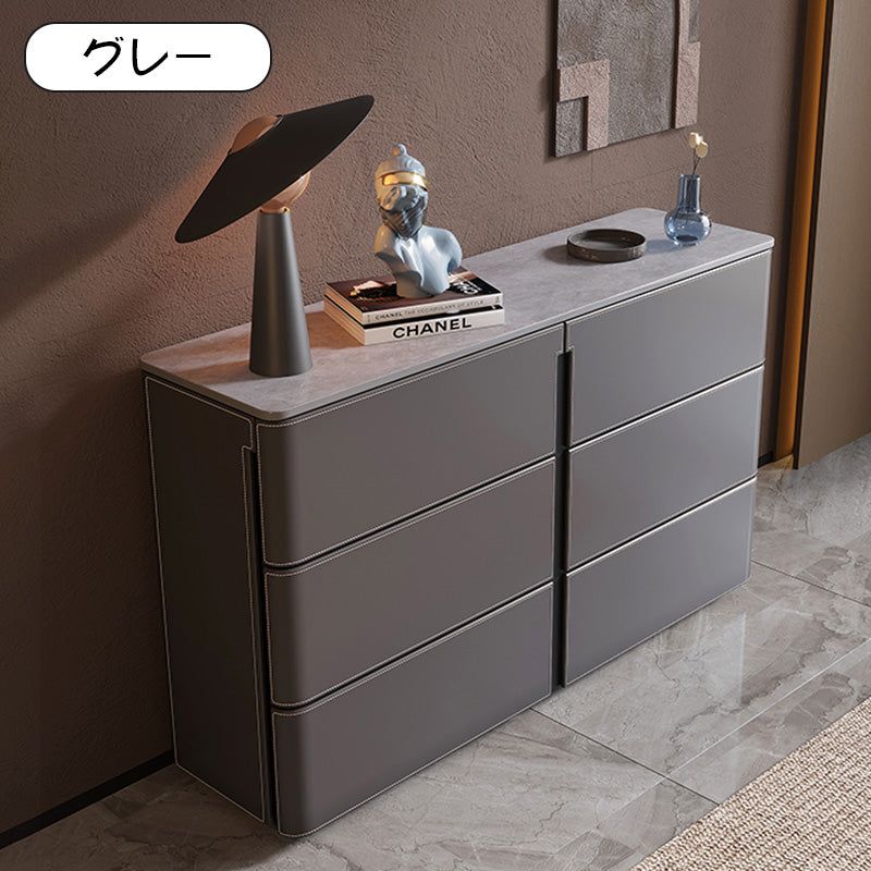 セラミック天板イタリアンモダンサイドボードサドルレザー調収納キャビネット hjl-2538