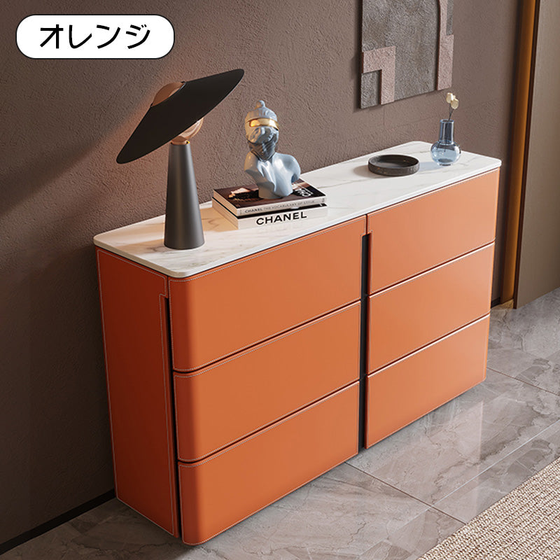 セラミック天板イタリアンモダンサイドボードサドルレザー調収納キャビネット hjl-2538