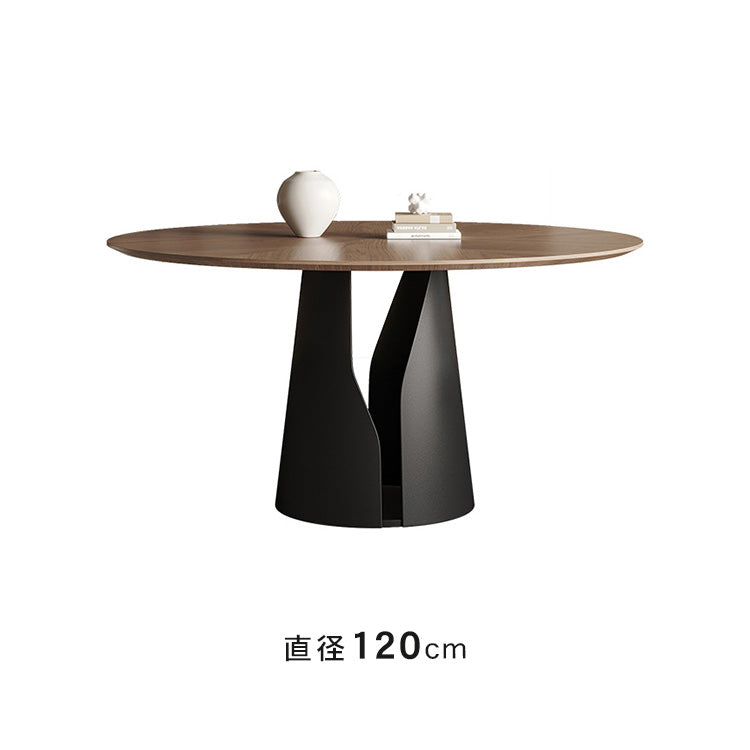 ウォールナット無垢材円形ダイニングテーブル 回転盤付き小型ダイニング向け hjl-2554