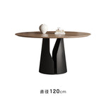 ウォールナット無垢材円形ダイニングテーブル 回転盤付き小型ダイニング向け hjl-2554