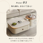 クリーム風スクエアコーヒーテーブルセット リビング用 洞石調セラミック天板 モダンシンプルデザイン hjl-5664