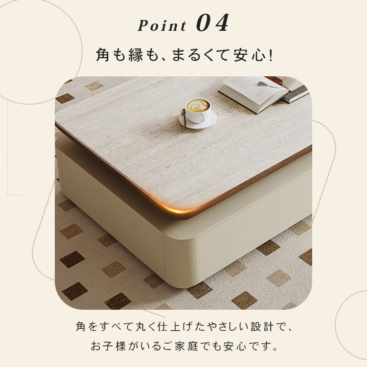 ミルキーテイストのセラミックローテーブル 長方形 リビング用 高級感ある落ち着きデザイン hjl-5665