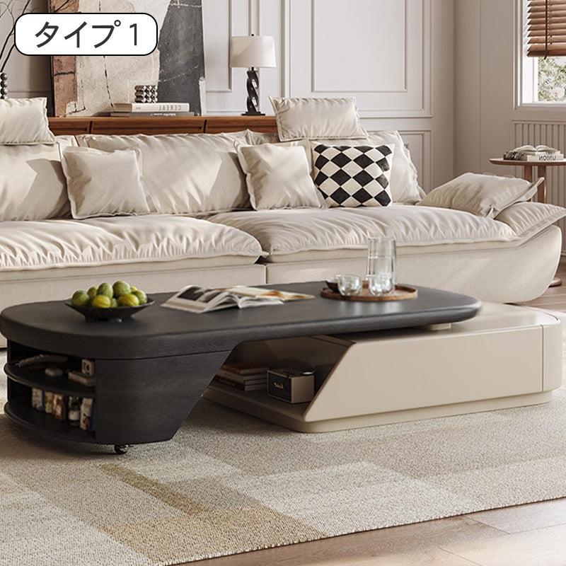 リビング用 伸縮式センターテーブル ミルキーカラー 小スペース向け 高級感 シンプルモダン hjl-5667