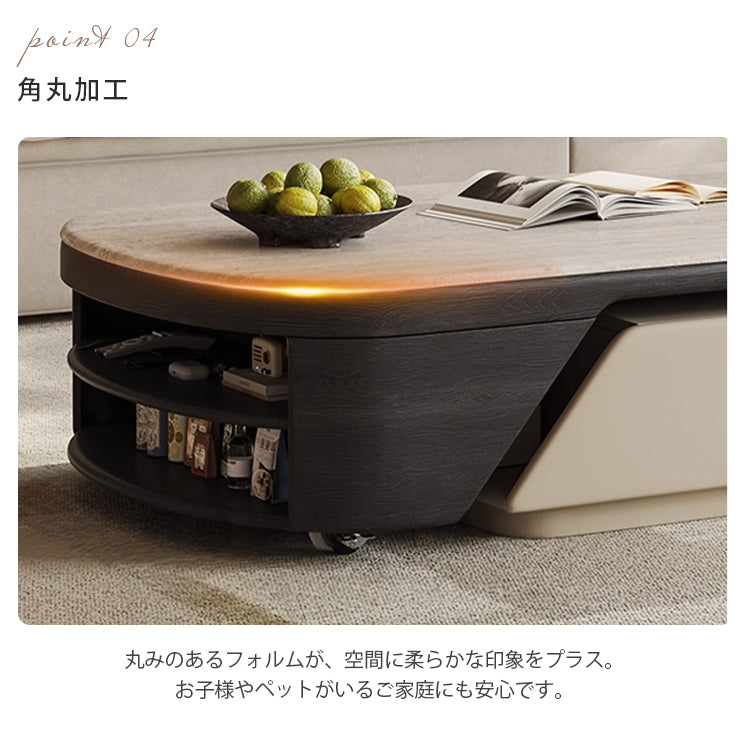 リビング用 伸縮式センターテーブル ミルキーカラー 小スペース向け 高級感 シンプルモダン hjl-5667