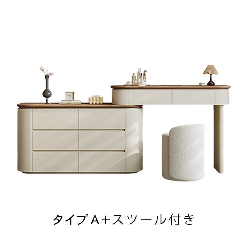 フレンチミルキースタイルドレッサー一体型収納チェスト ヴィンテージ調 化粧台 寝室用 hjl-5677