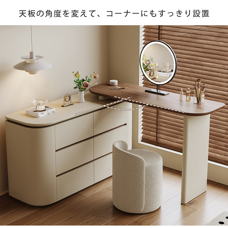 ミルキースタイルヴィンテージドレッサー一体型収納チェスト化粧台寝室用 hjl-5679