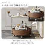 高級感ある移動式無垢材サイドテーブル コンパクトワゴンタイプ リビング用 hjl-5680