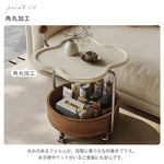 高級感ある移動式無垢材サイドテーブル コンパクトワゴンタイプ リビング用 hjl-5680