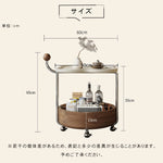 高級感ある移動式無垢材サイドテーブル コンパクトワゴンタイプ リビング用 hjl-5680