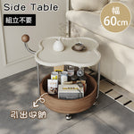 高級感ある移動式無垢材サイドテーブル コンパクトワゴンタイプ リビング用 hjl-5680