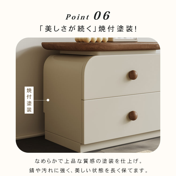 ナイトテーブル 無垢材 クリーム風 モダンミニマル 寝室収納キャビネット hjl-5683