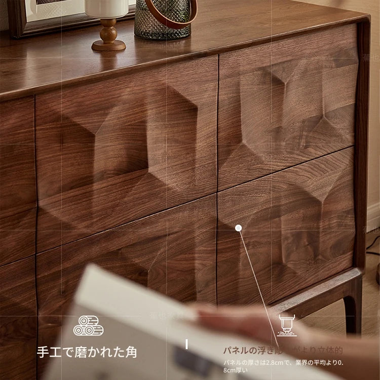 ウォールナットキャビネット - エレガントなデザインの収納家具、リビングやダイニングに最適! hjy-5006