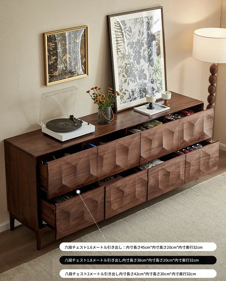 ウォールナットキャビネット - エレガントなデザインの収納家具、リビングやダイニングに最適! hjy-5006