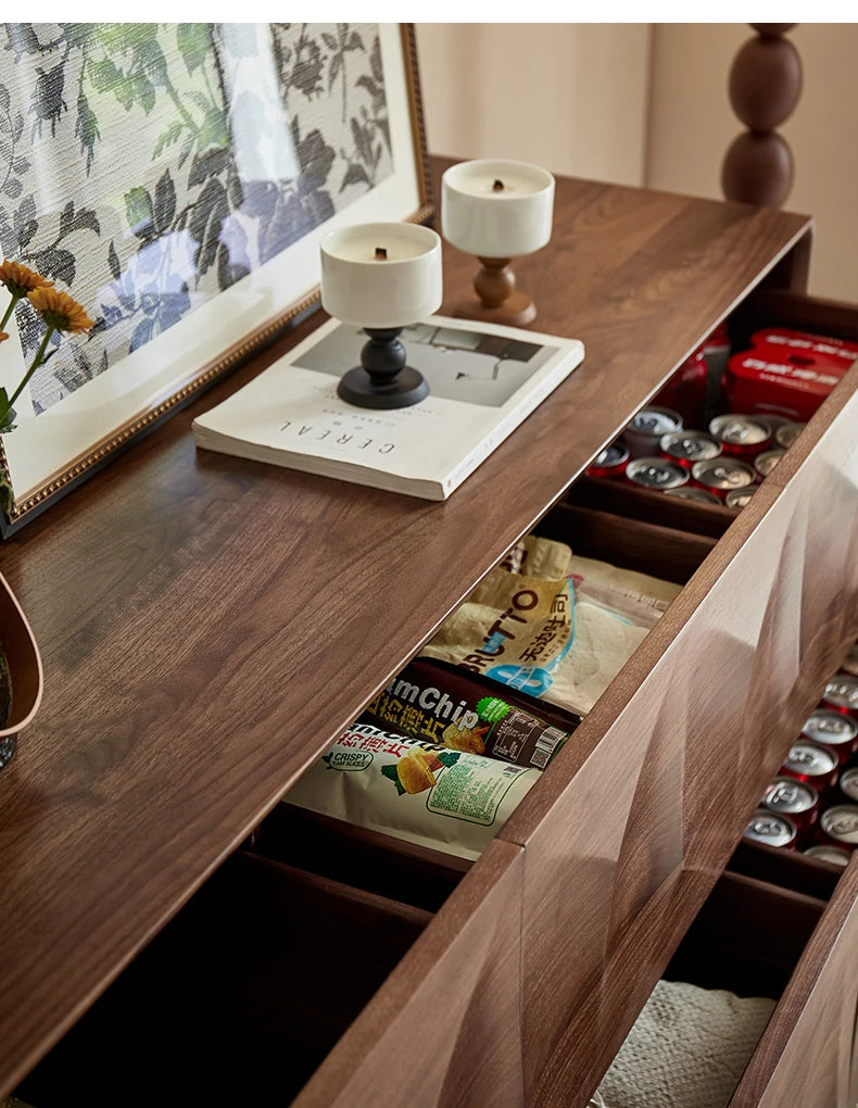 ウォールナットキャビネット - エレガントなデザインの収納家具、リビングやダイニングに最適! hjy-5006