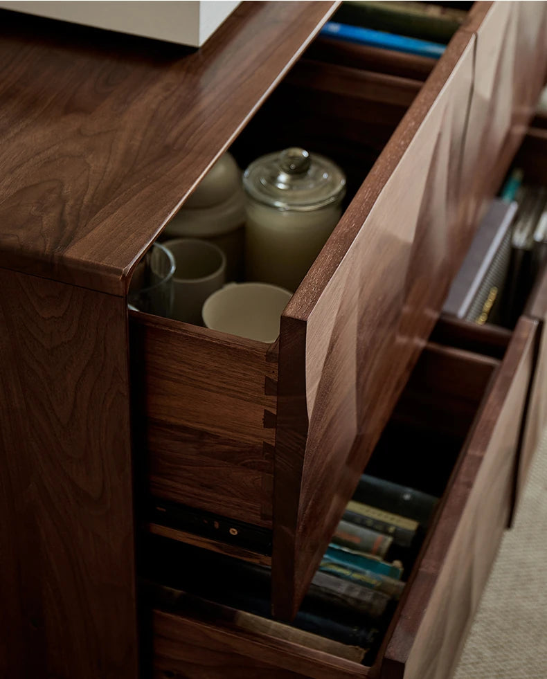 ウォールナットキャビネット - エレガントなデザインの収納家具、リビングやダイニングに最適! hjy-5006