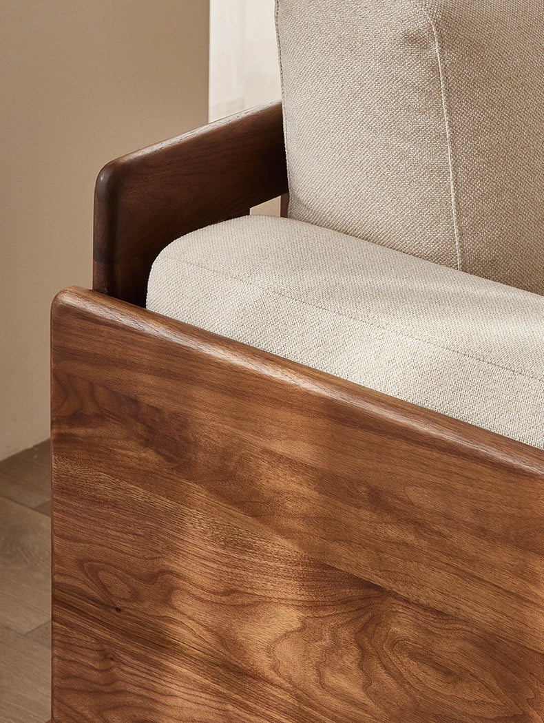 ウォールナットフレームの贅沢ソファー - 発泡ポリエチレン・ダウン・綿麻素材使用で快適な座り心地を提供! hjy-5007