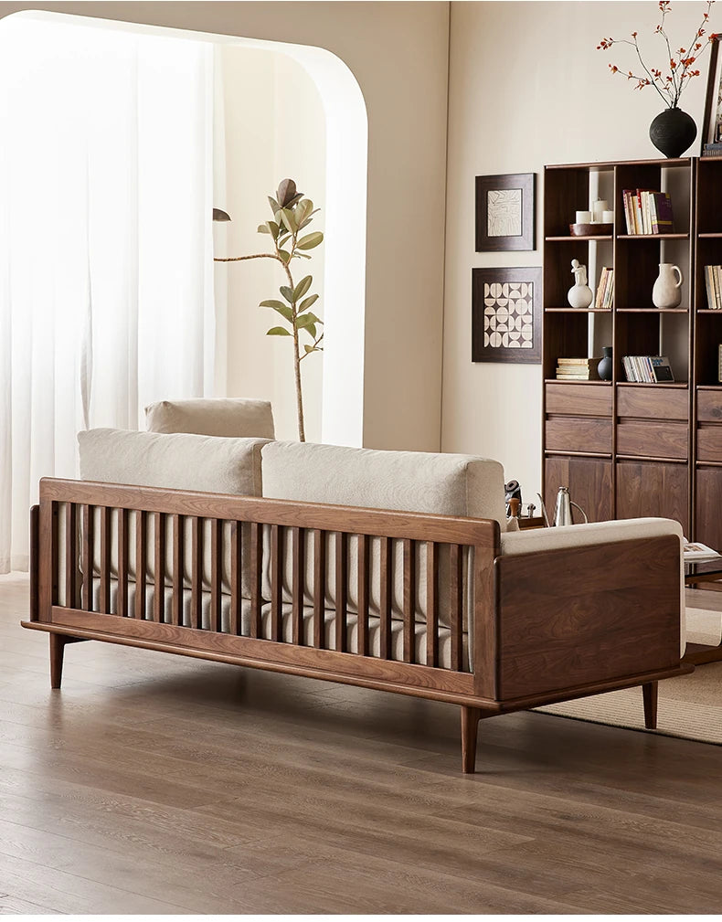 ウォールナットフレームの贅沢ソファー - 発泡ポリエチレン・ダウン・綿麻素材使用で快適な座り心地を提供! hjy-5007