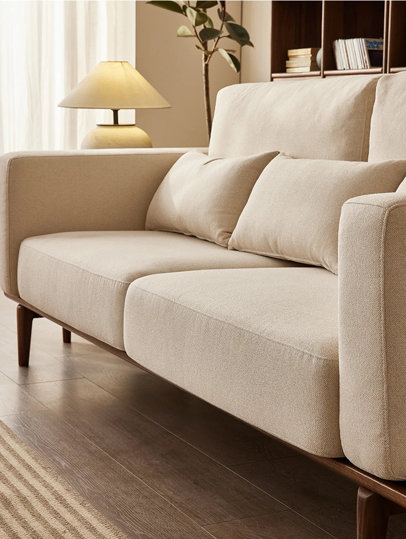 ウォールナットフレームの贅沢ソファー - 発泡ポリエチレン・ダウン・綿麻素材使用で快適な座り心地を提供! hjy-5007