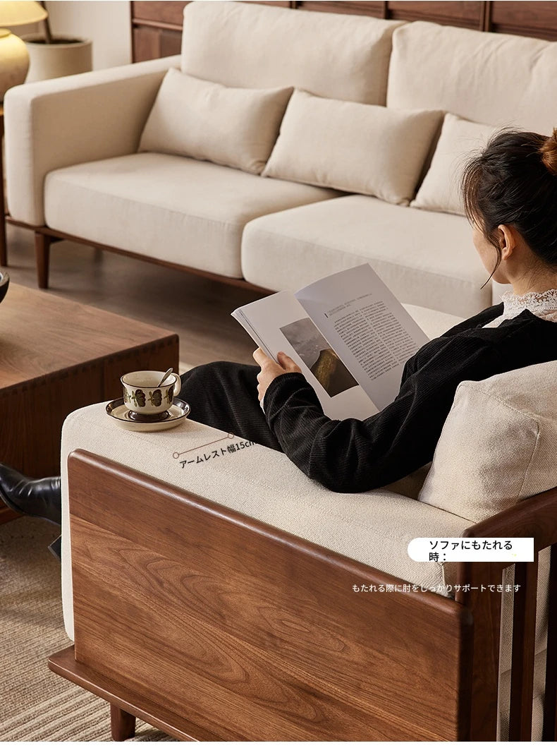 ウォールナットフレームの贅沢ソファー - 発泡ポリエチレン・ダウン・綿麻素材使用で快適な座り心地を提供! hjy-5007