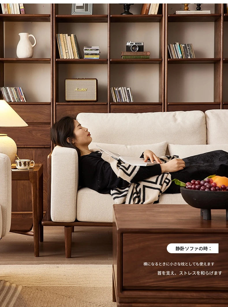 ウォールナットフレームの贅沢ソファー - 発泡ポリエチレン・ダウン・綿麻素材使用で快適な座り心地を提供! hjy-5007