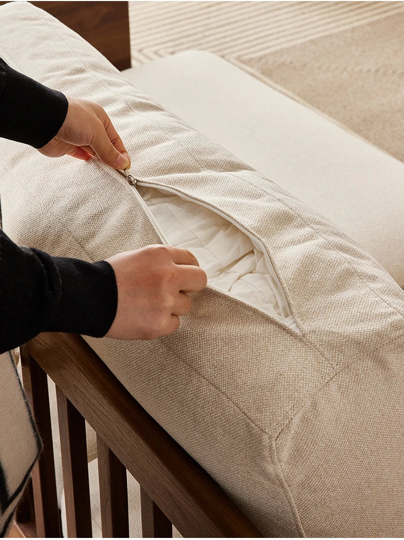 ウォールナットフレームの贅沢ソファー - 発泡ポリエチレン・ダウン・綿麻素材使用で快適な座り心地を提供! hjy-5007