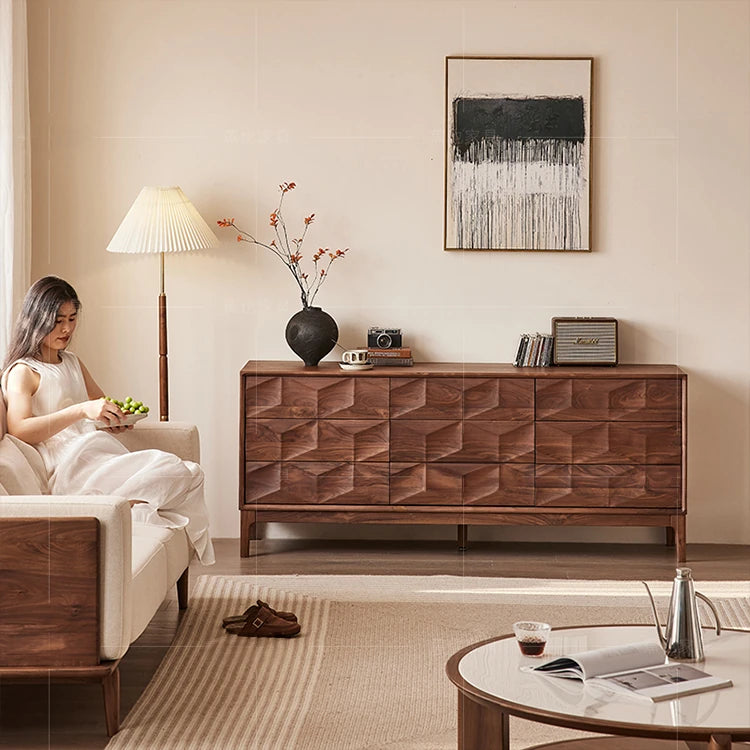 ウォールナット製デザインキャビネット - モダンなインテリアに最適な収納家具 hjy-5010