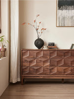 ウォールナット製デザインキャビネット - モダンなインテリアに最適な収納家具 hjy-5010