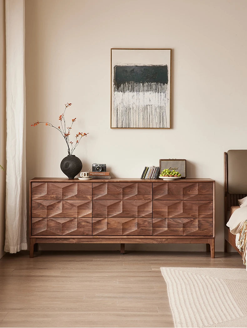 ウォールナット製デザインキャビネット - モダンなインテリアに最適な収納家具 hjy-5010