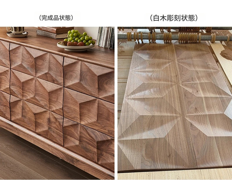 ウォールナット製デザインキャビネット - モダンなインテリアに最適な収納家具 hjy-5010