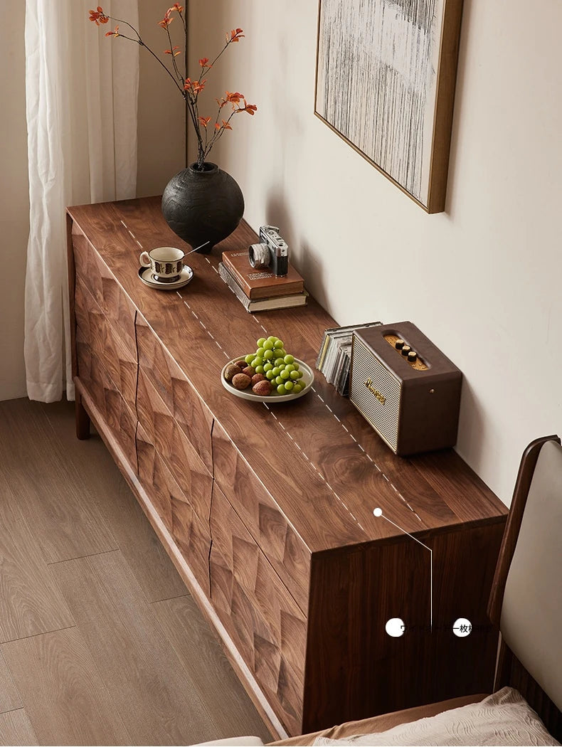 ウォールナット製デザインキャビネット - モダンなインテリアに最適な収納家具 hjy-5010