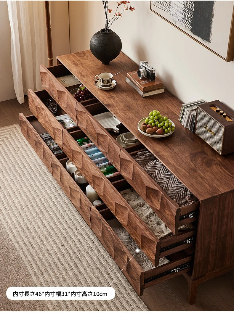 ウォールナット製デザインキャビネット - モダンなインテリアに最適な収納家具 hjy-5010