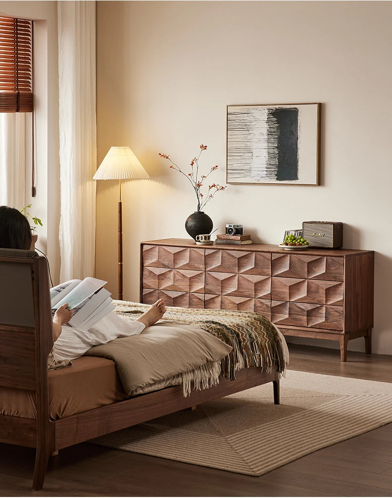 ウォールナット製デザインキャビネット - モダンなインテリアに最適な収納家具 hjy-5010