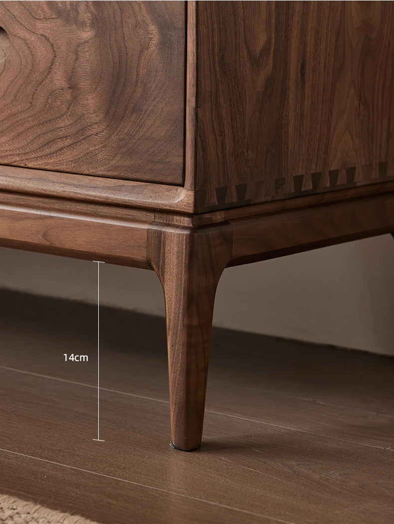 ウォールナットテレビ台 - モダンデザインの収納付きリビング家具、北米産ブラックウォールナット製 hjy-5011