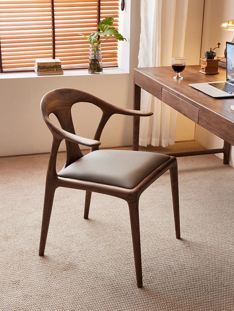 ウォールナットエアレザー使用 おしゃれなデザインチェア - あなたのインテリアを引き立てる高級感溢れる一脚 hjy-5016