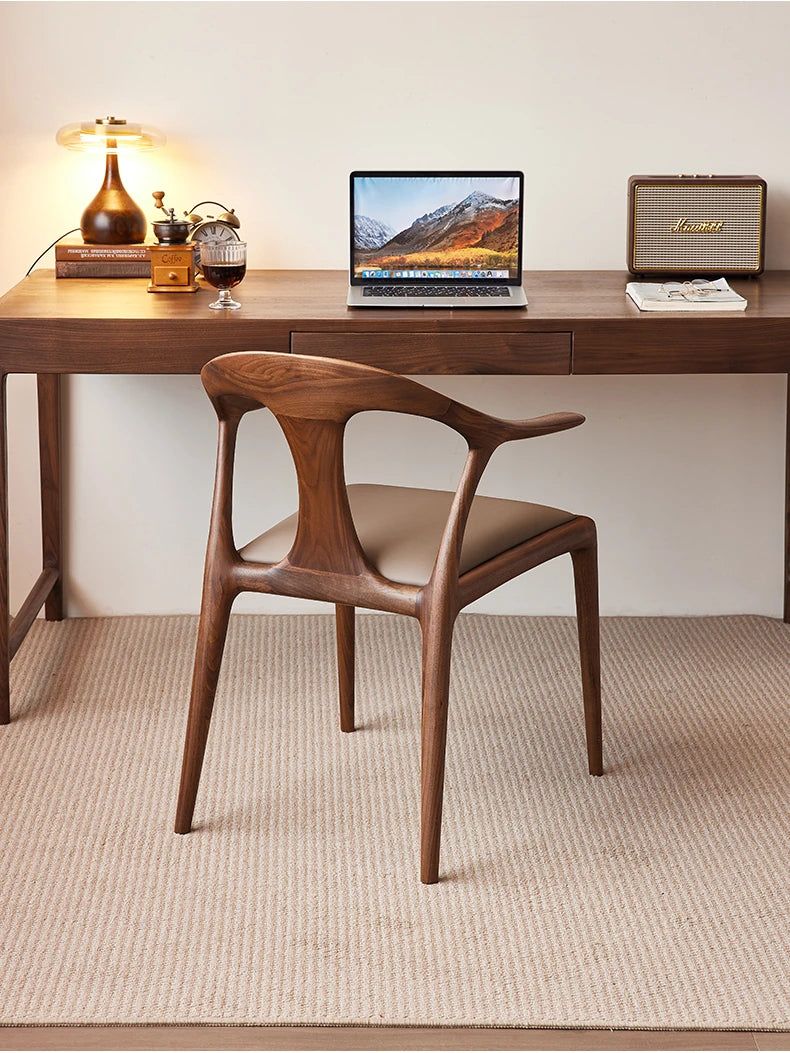 ウォールナットエアレザー使用 おしゃれなデザインチェア - あなたのインテリアを引き立てる高級感溢れる一脚 hjy-5016