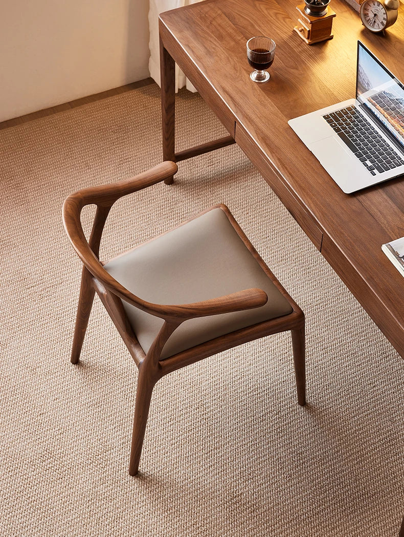 ウォールナットエアレザー使用 おしゃれなデザインチェア - あなたのインテリアを引き立てる高級感溢れる一脚 hjy-5016