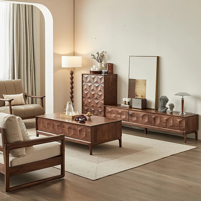 ウォールナット製テレビ台 - シンプルでスタイリッシュなデザイン、リビング空間を彩る一品 hjy-5017