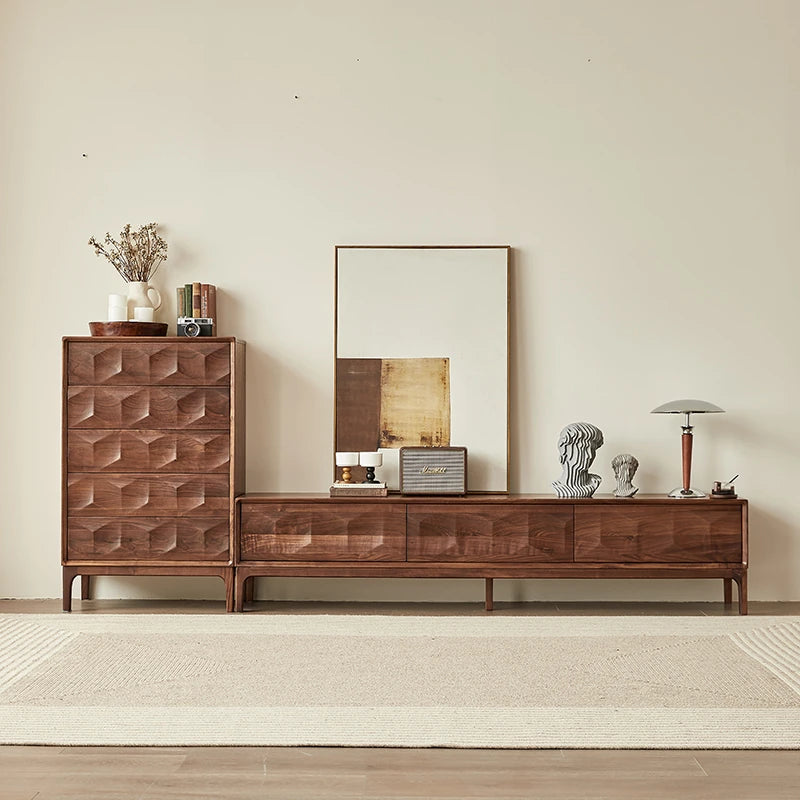 ウォールナット製テレビ台 - シンプルでスタイリッシュなデザイン、リビング空間を彩る一品 hjy-5017