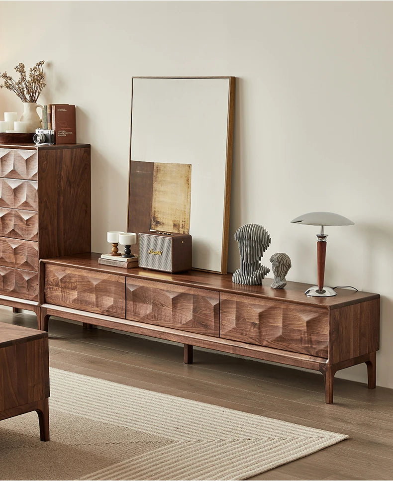 ウォールナット製テレビ台 - シンプルでスタイリッシュなデザイン、リビング空間を彩る一品 hjy-5017